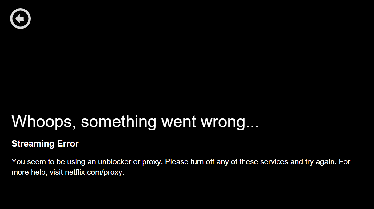 Netflix Proxy Error